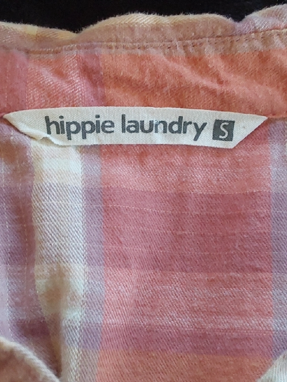 100% Cotton "hippie laundry" Pink & Cream Plaid Shirt Top - Picture 2 of 3